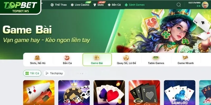 Giới thiệu thông tin về sảnh Game Bài Topbet