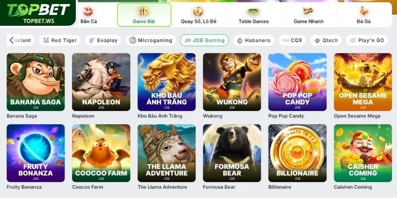 Nhà phát hành JDB tại Slot Game Topbet